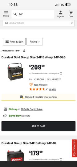 Brand New Group 24F Auto Battery from my 2013 Toyota Camry.