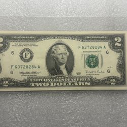 Uncirculated 1995 2 Dollar Bill