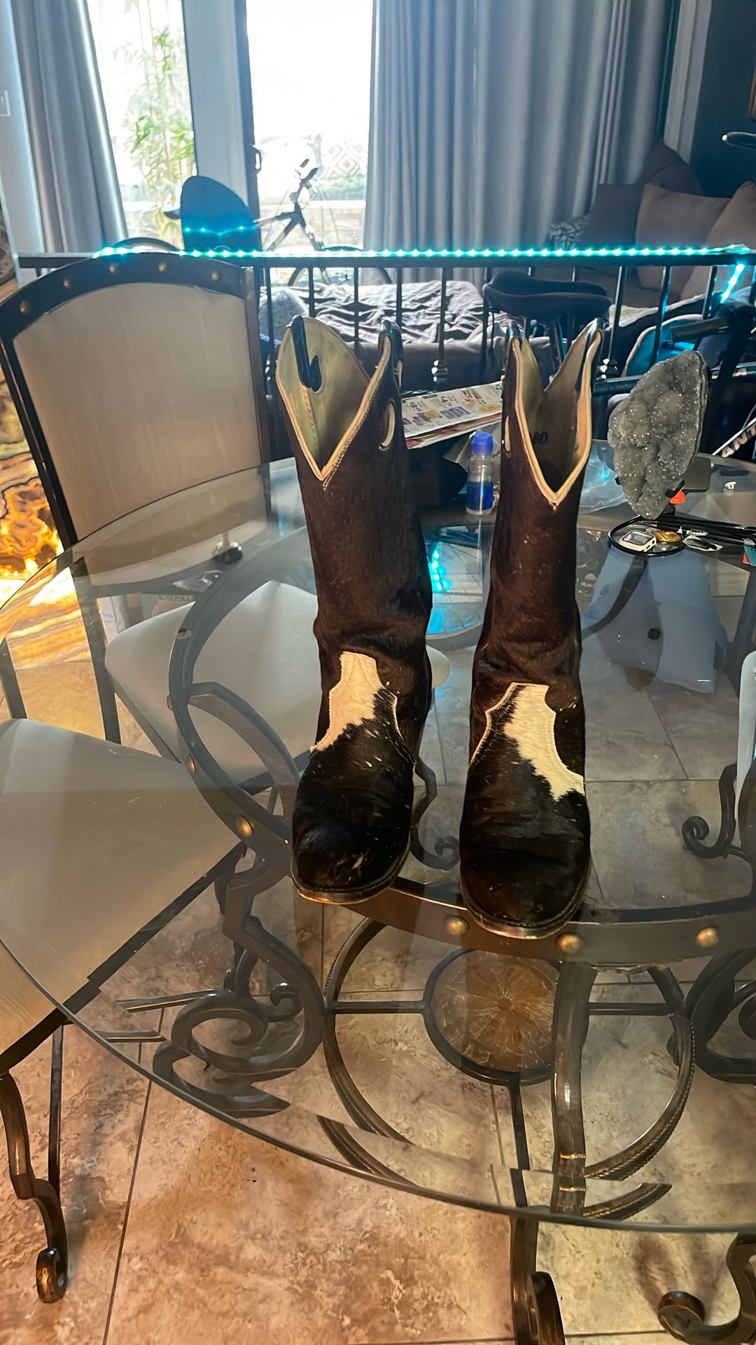 Hair on cowboy boots by Laramie