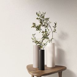 3 Minimalist Ceramic Flower Vases Home Decor for Modern Table Shelf Fireplace Bedroom Kitchen Living Room Centerpieces or Office Desk - Set of 3 (Whi