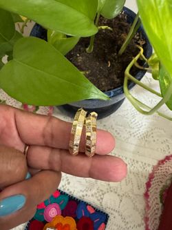 Gold plated loops earrings rhinestones