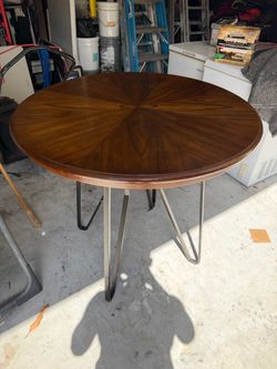vintage round wooden table