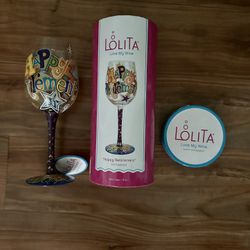 Happy Retirement Hand Painted Wine Glass by Lolita, Love My Wine - New in Box