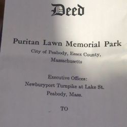 Deed To single Burial Plot