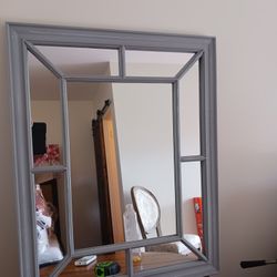 Grey Wood Look Mirror Window