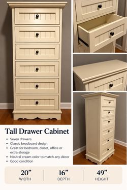 Tall cabinet with seven drawers