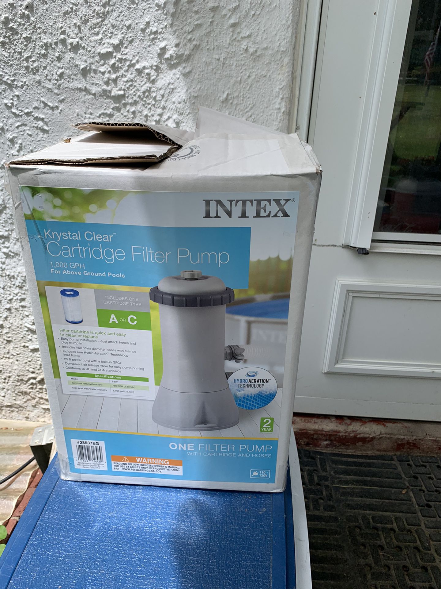 Intex krystal clear cartridge pump never used set up but not used brand new.