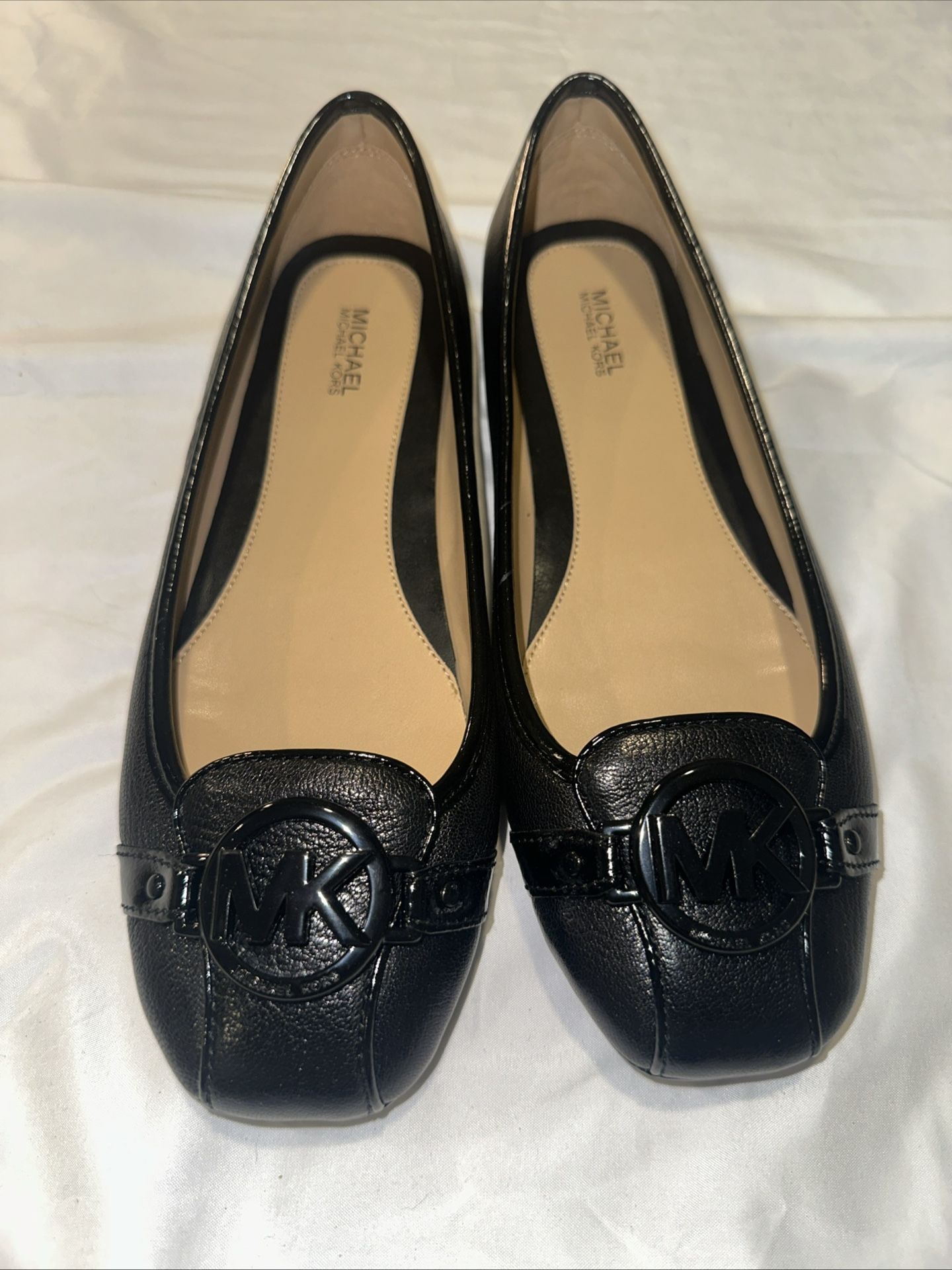 Women Michael Kors Fulton Moc Saffiano Leather Flat Shoes Black size 8.5 M