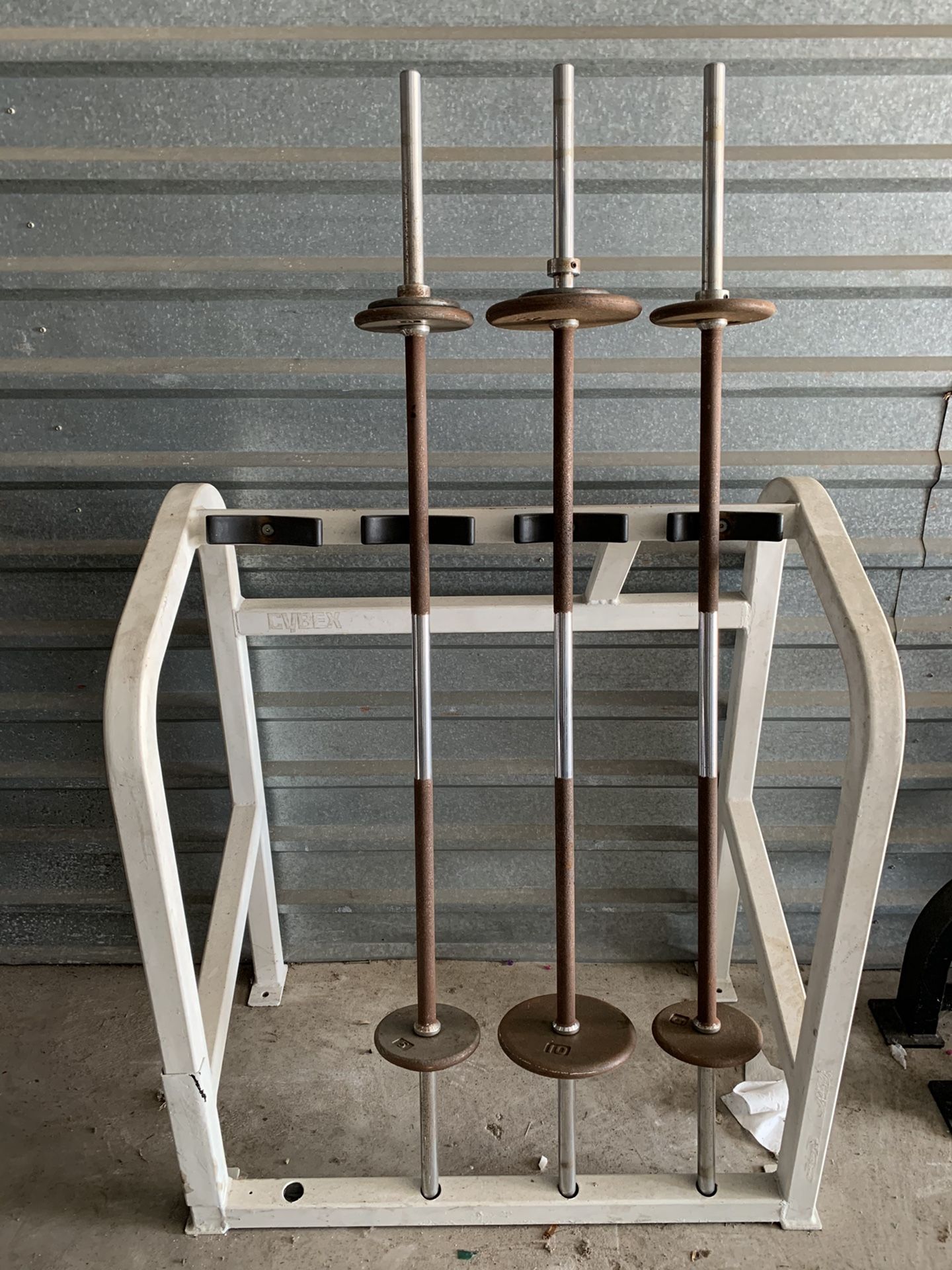 25, 30, 40 Lb Barbells With Rack