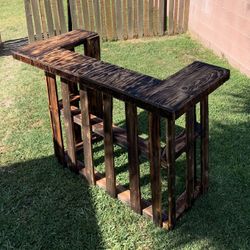Custom Handmade Wooden Outdoor Bar with Shelving – One of a Kind