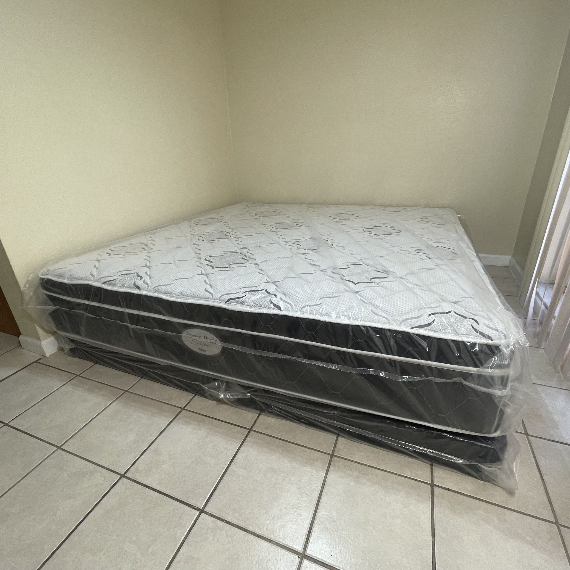 New King 12 Inch Pillowtop Mattress And boxspring Set! FREE SAME DAY DELIVERY 