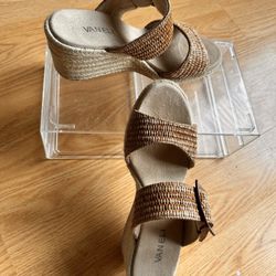 VANELI Woven Espadrille Wedge Sandals - Nude/Tan - Size 8N