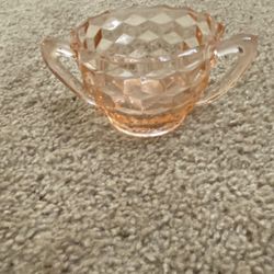 Vintage Pink Depression Glass Sugar Bowl
