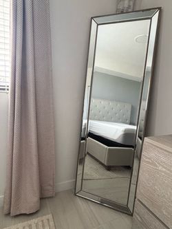 Full-Length Floor Mirror with Beaded Frame • Size: 72 inch x 24 inch