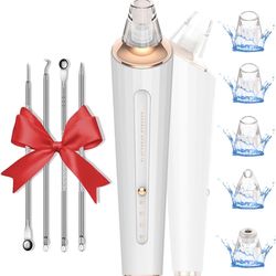 Blackhead Remover Pore Vacuum, Upgraded USB Rechargeable Facial Pore Cleaner Blackhead Removal Kit with 3 Suction Power,5 Probes Black Head Extraction