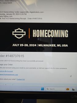 4 Tickets For Harley Davidson GA