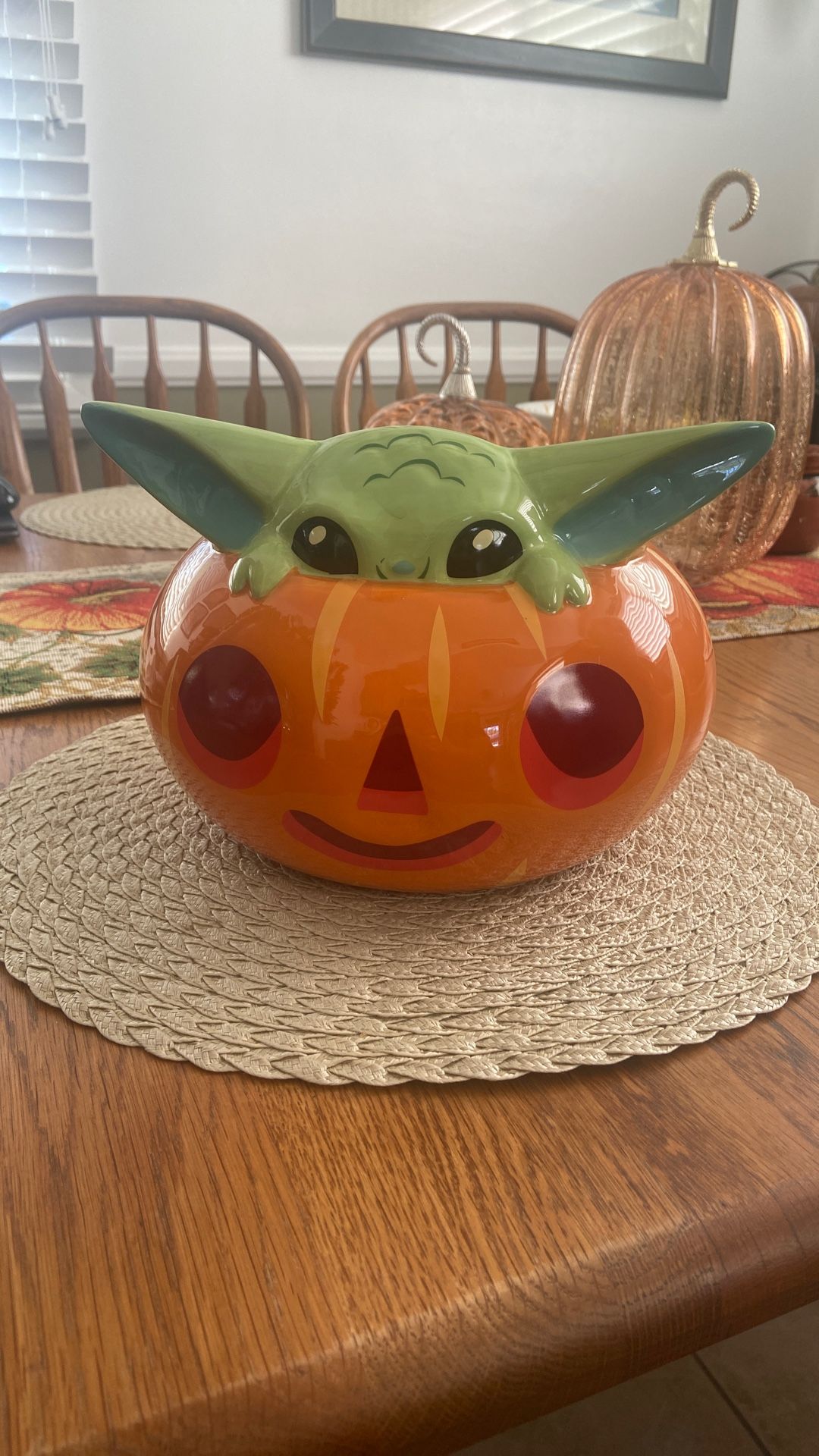 Disney Parks Grogu Halloween Pumpkin Candy Bowl Star Wars
