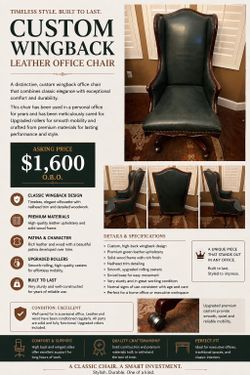 Luxury Custom Build Wingback Office Chair