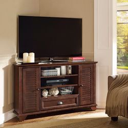 Crosley Furniture Palmetto 50-inch Corner TV Stand, Vintage Mahogany
