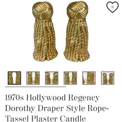 1970 Hollywood Regency Dorothy Tassel Candle Holders