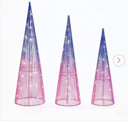 32.1 in. H Multi-Color Lighted Trees Indoor and Outdoor Christmas Holiday Decoration Set of 3