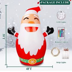 New in box 5FT Christmas Inflatables Outdoor Santa, Colored LED Light-Filled Santa Claus with Remote Control, for Holiday Xmas Party, Indoor, Garden, 