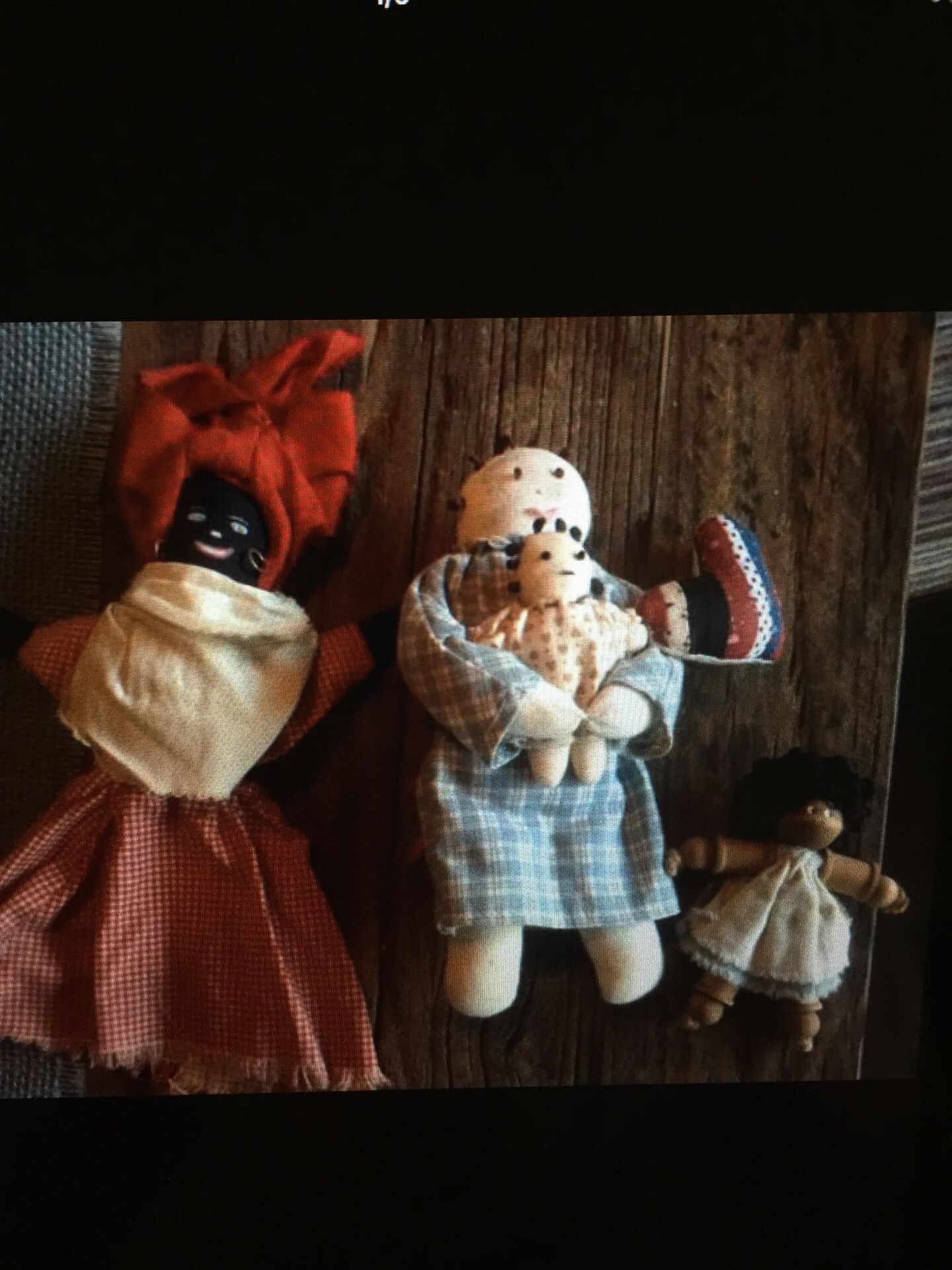 4 Antique handmade Mammy dolls