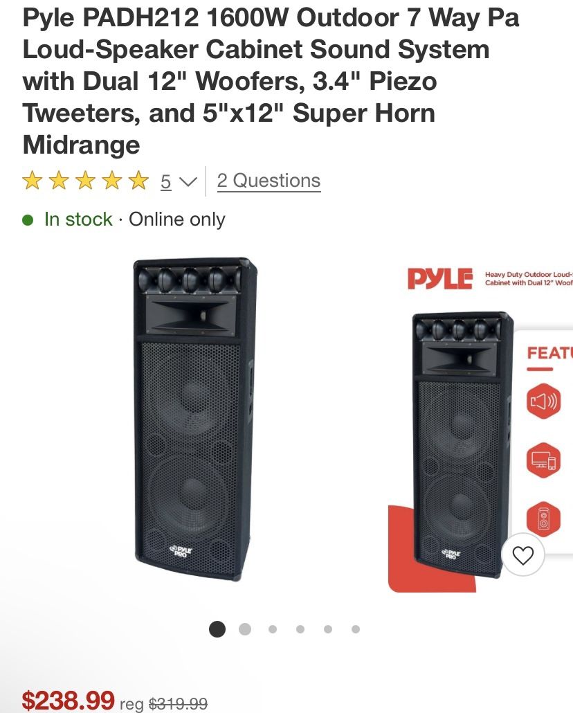Padh212 Loud Pa Speaker Pyle PADH 212 Tower Speaker *BRAND NEW*