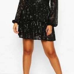 Plunge Sequin Skater Dress 