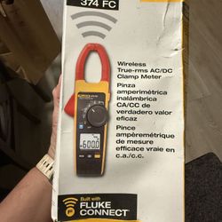 FLUKE-374/FC Wireless Clamp Meter, 600 A, 6000 Ohm, 10 to 100/100 to 500 Hz, 34 mm Jaw