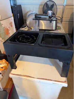 Dog food and water bowl