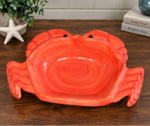 Coral Crab Ceramic Serving Dish