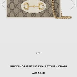 White 'Gucci 1955' GG Supreme Horsebit Chain Wallet Bag