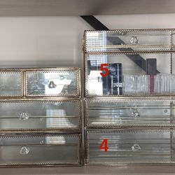 6-Piece Glass Vanity Makeup Organizer Set