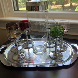 Gorgeous antique Shaker Tray And Glasses