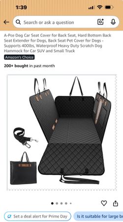 Dog Car Seat Cover for Back Seat, Hard Bottom Back Seat Extender for Dogs