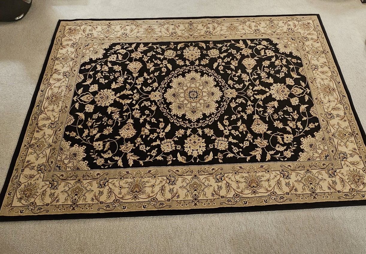 BRIGHTON Black Area Rug ( 63" x 90" )(5 ft x 7 ft) ( 100% Olefin )( Made In U.S.A ) (Used One Month)