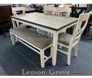 6 pc white/gray dining set