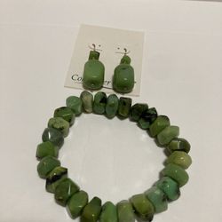 Natural Stone Earrings And Stretch Bracelet 