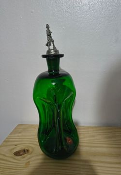 VINTAGE DENMARK HOLMEGAARD KLUK KLUK DECANTER WITH PEWTER STOPER 12"