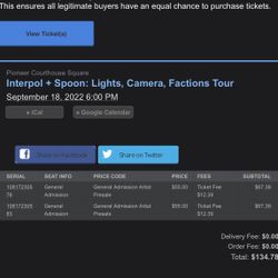2 Tix To spoon/Interpol On 9/18