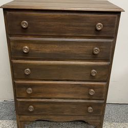 5 drawer Small Wood Chester Dresser 30.5” W x 42.5” H x 16.5” D