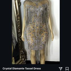 Crystal Diamanté Tassel Dress