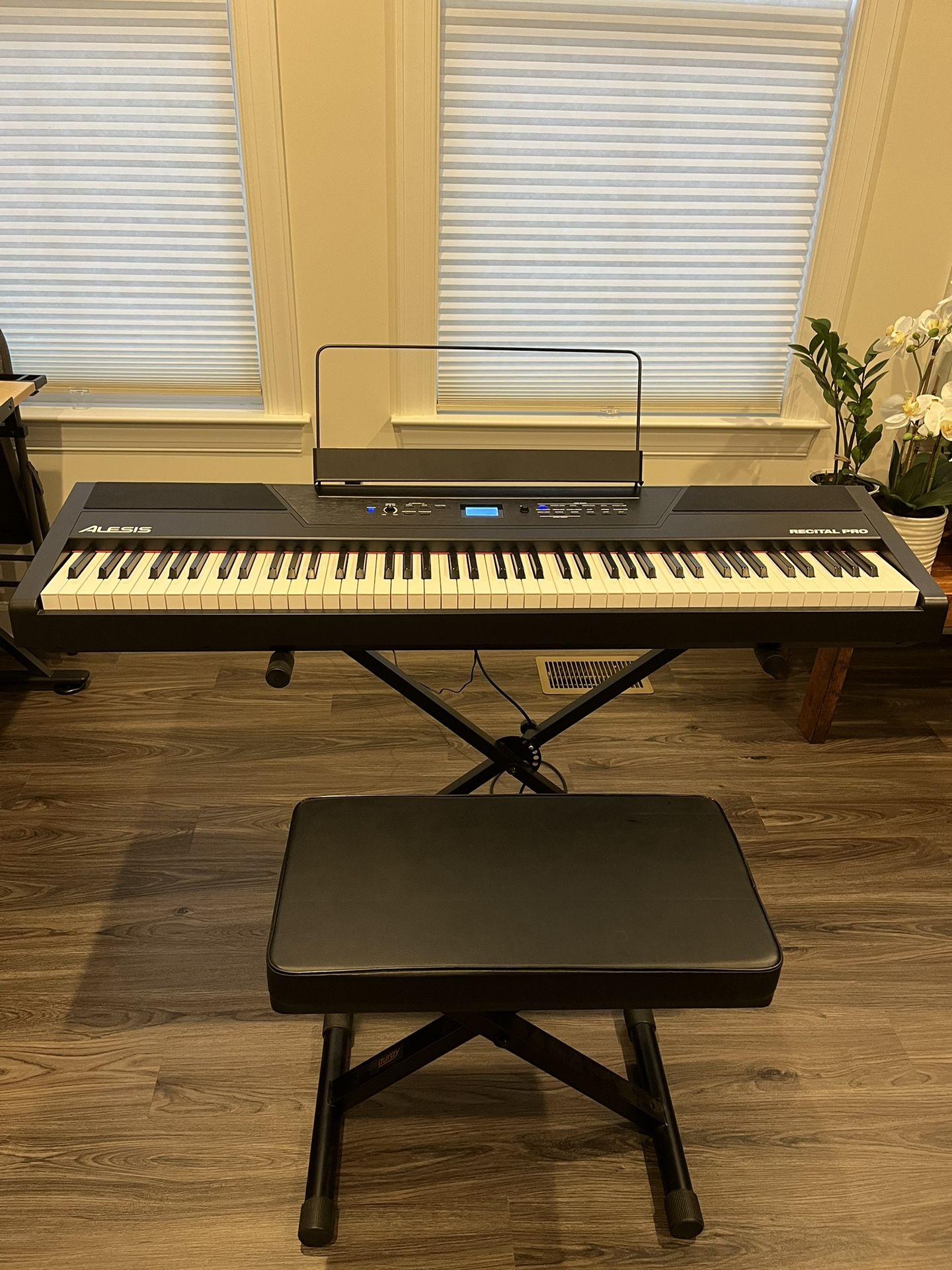 Alesis Recital Pro 88-key Hammer-action Digital Piano / Electric Keyboard Bundle (with sustain pedal, stand, and bench)