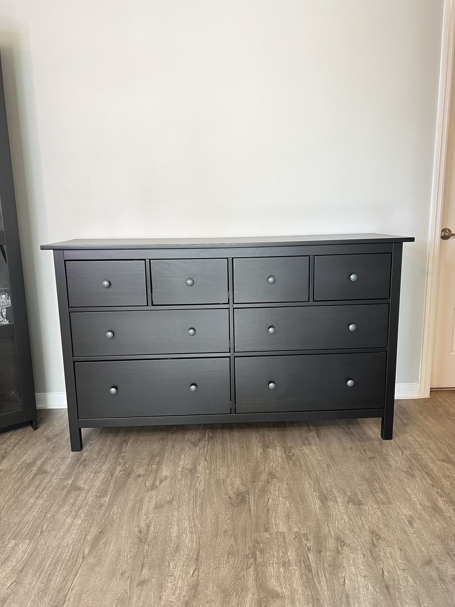 Ikea Black Brown Hemnes 8 Drawer Dresser With Glass Solid Wood