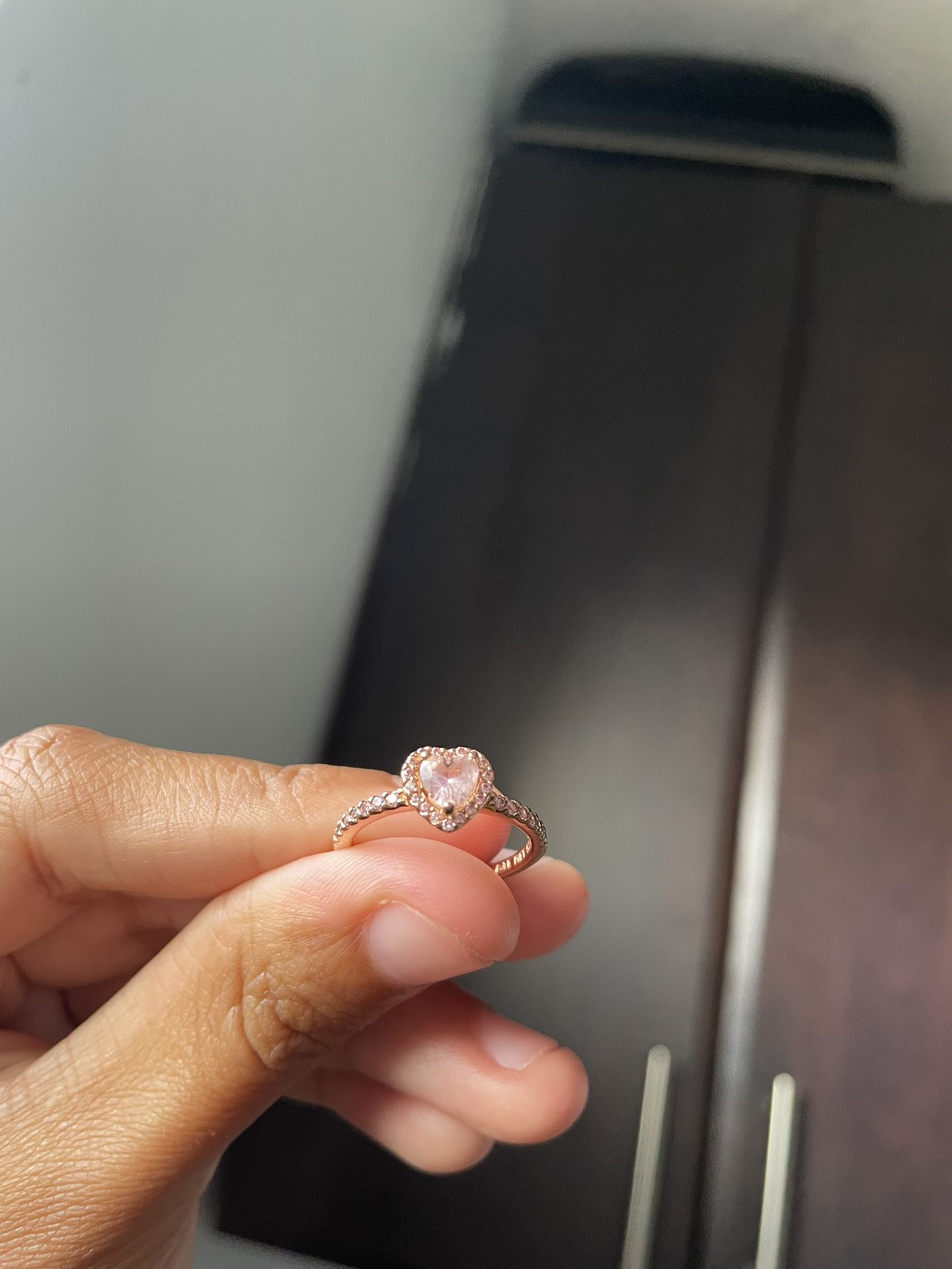 Pandora Sparkling Elevated Heart Ring 14k rose gold plating