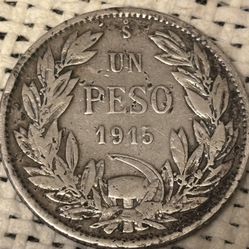 UN Peso 1915. Coin Of Republica De Chili 