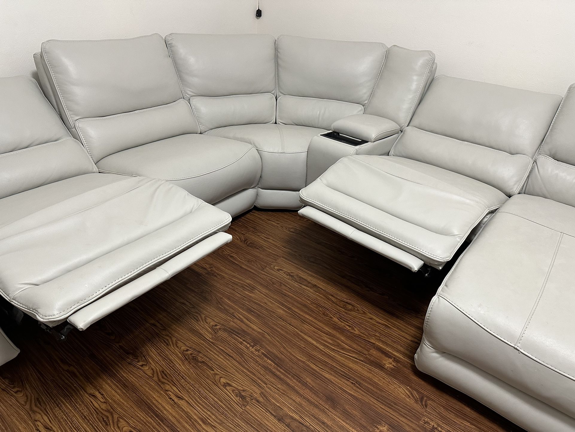 Skye Fog 6PC Dual Power Leather Zero Gravity Reclining Sectional
