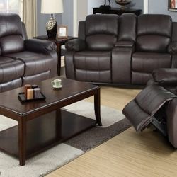 3pcs Brown Manual Recliner’s (Sofa- Loveseat- Recliner) 🔥ON SALE🔥  Ff