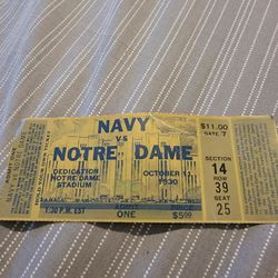 Vintage Navy vs Notre Dame Ticket Stub Thumbnail